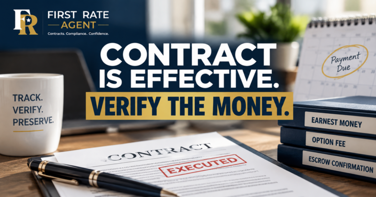 The Contract Is Effective. Now Verify the Money: What Texas Agents Should Check About Earnest Money and Option Fee Delivery